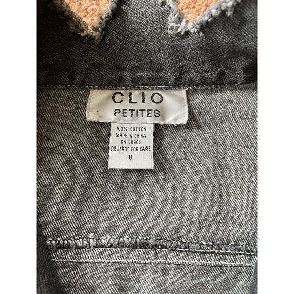CLIO PETITES painted Women’s Denim Zippers Jacket Size 8 - Picture 2 of 8
